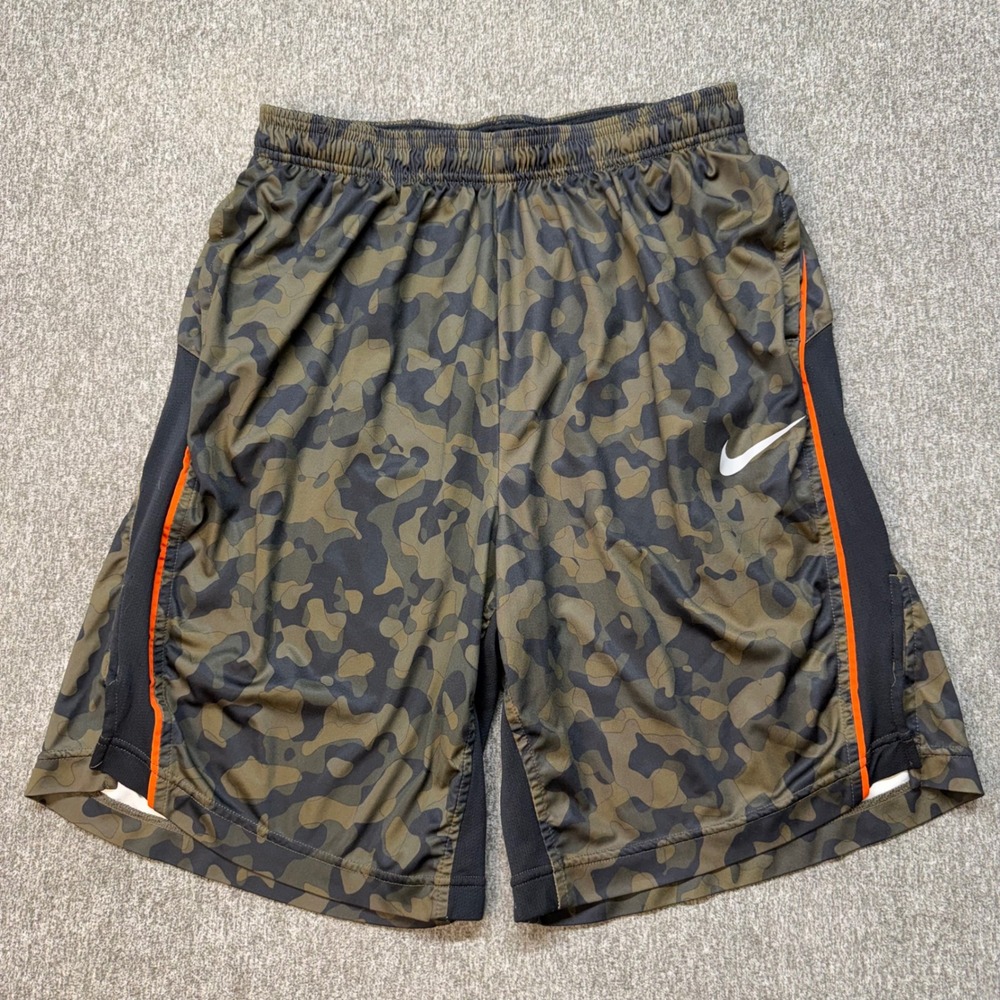 Nike Dri-FIT Camo Basketball Shorts Mens XL Green Orange 707352-325 Training